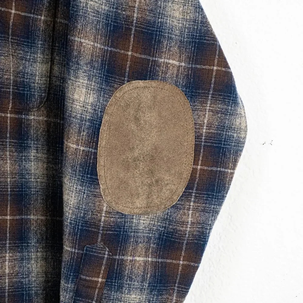 vtg Pendleton Men's Virgin Wool Flannel Shirt Suade elbow patch size XL